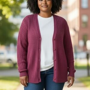 Sz Large Pendleton Cable Knit Cardigan  Button-up Cotton Blend